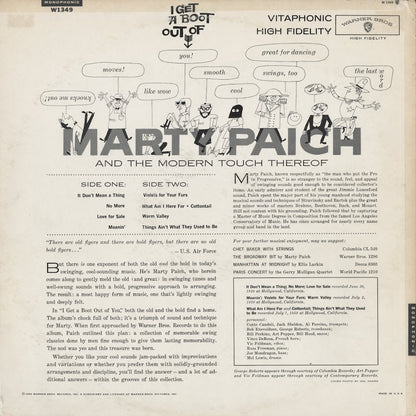 Marty Paich - I Get a Boot Out of You (W 1349) 1959 US Warner｜中古LP