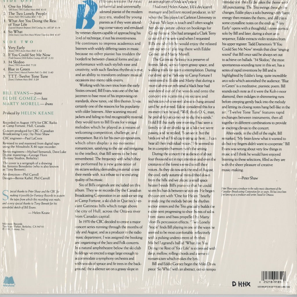 Bill Evans - Blue In Green (The Concert In Canada) (M-9185) 1991 US Milestone｜中古LP