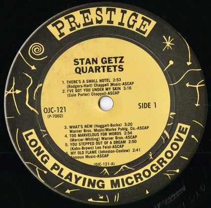 Stan Getz - Stan Getz Quartets (OJC-121) 1984 US Prestige / Original Jazz Classics｜中古LP