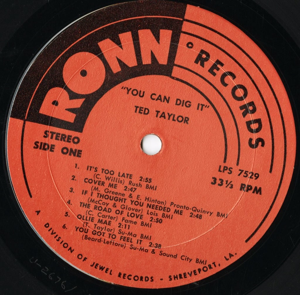 Ted Taylor - You Can Dig It! (LPS 7529) LP 1970 US Ronn｜中古LP