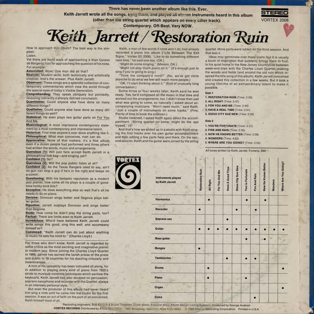 Keith Jarrett / キース・ジャレット / Restoration Ruin (2008)