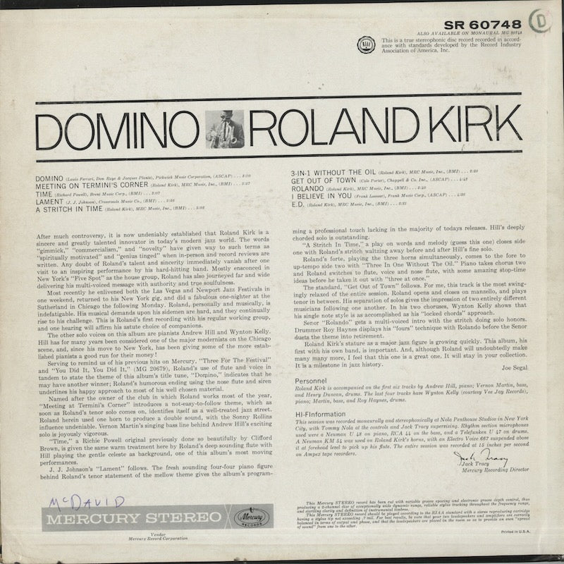 Roland Kirk / ローランド・カーク / Domino (SR 60748)