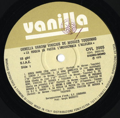 Ornella Vanoni / Vinicius De Moraes / Toquinho / オーネラ・ヴァノーニ　ヴィニシウス・ジ・モライス　トッキーニョ / La Voglia La Pazzia L'Incoscienza L'Allegria (OVL2005)