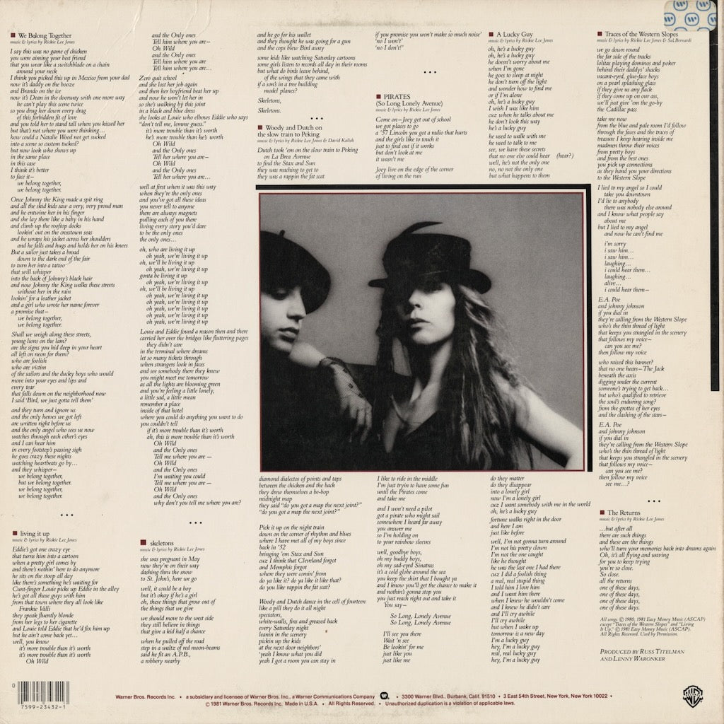 Rickie Lee Jones / リッキー・リー・ジョーンズ / Pirates (BSK 3432)