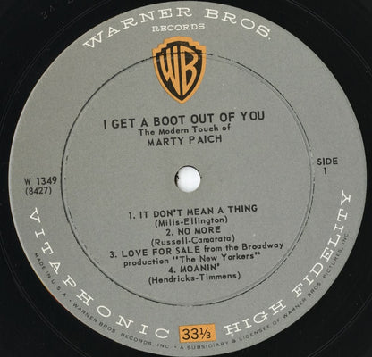 Marty Paich - I Get a Boot Out of You (W 1349) 1959 US Warner｜中古LP