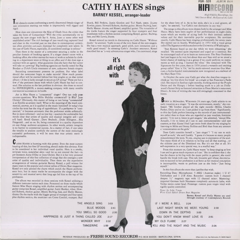 Cathy Hayes / キャシー・ヘイズ / It's All Right With Me (FSR-531)