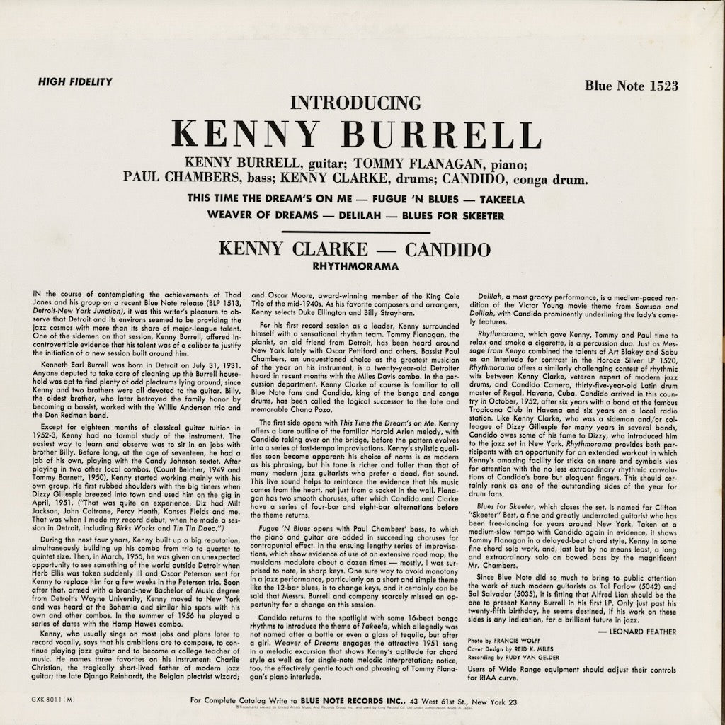 Kenny Burrell - Introducing (GXK 8011(M)) 1977 JPN Blue Note｜中古LP
