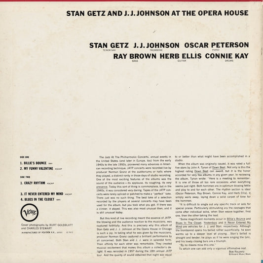 Stan Getz And J.J. Johnson - At The Opera House (MV 2561) 1976 JPN Verve｜中古LP
