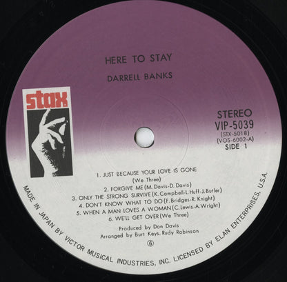 Darrell Banks - Here To Stay (VIP-5039) LP 1978 JPN Stax｜中古LP