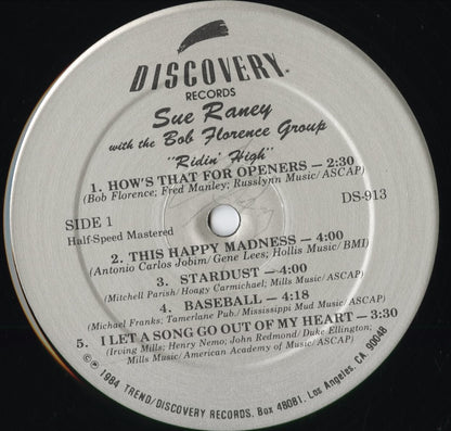 Sue Raney - Ridin' High (DS-913) 1984 US Discovery｜中古LP