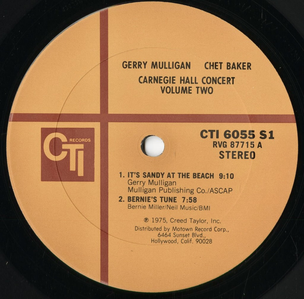 Gerry Mulligan / Chet Baker - Carnegie Hall Concert Volume 2 (CTI-6055-S1) 1975 US CTI｜中古LP