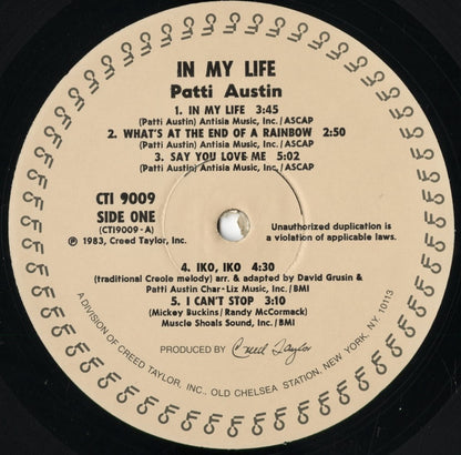 Patti Austin - In My Life (CTI 9009) 1983 US CTI｜中古LP