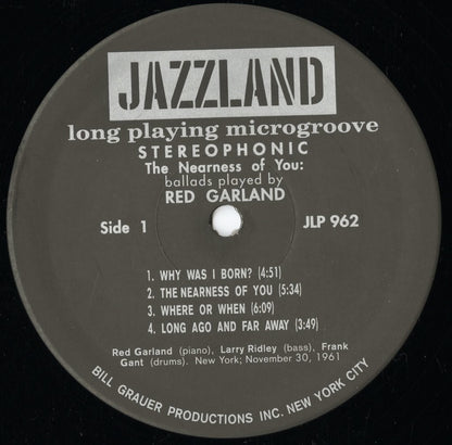 Red Garland - The Nearness Of You (VIJJ-30052) LP 1994 JPN Jazzland｜中古LP