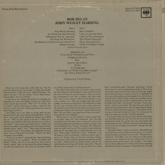Bob Dylan - John Wesley Harding (CS 9604) 1968 US Columbia STEREO｜中古LP