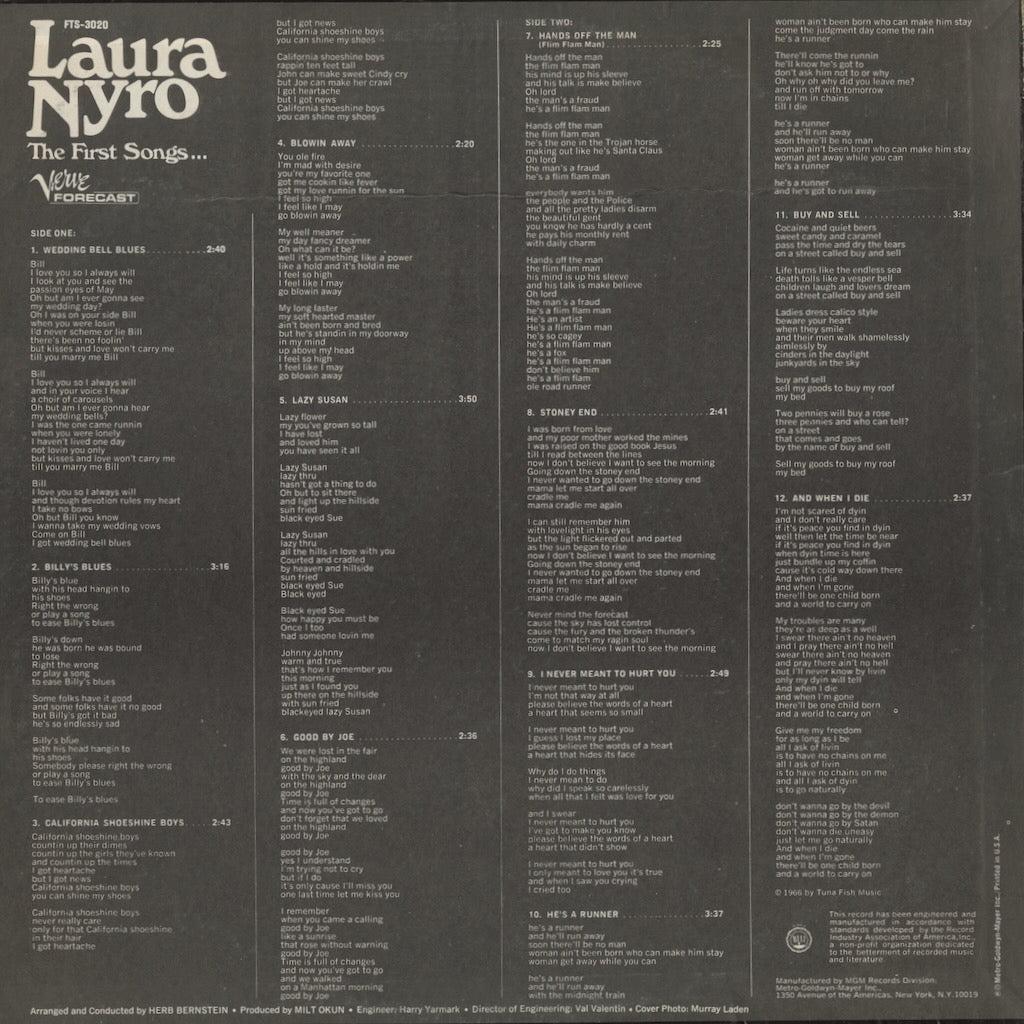 Laura Nyro / ローラ・ニーロ / The First Songs... (FTS-3020)