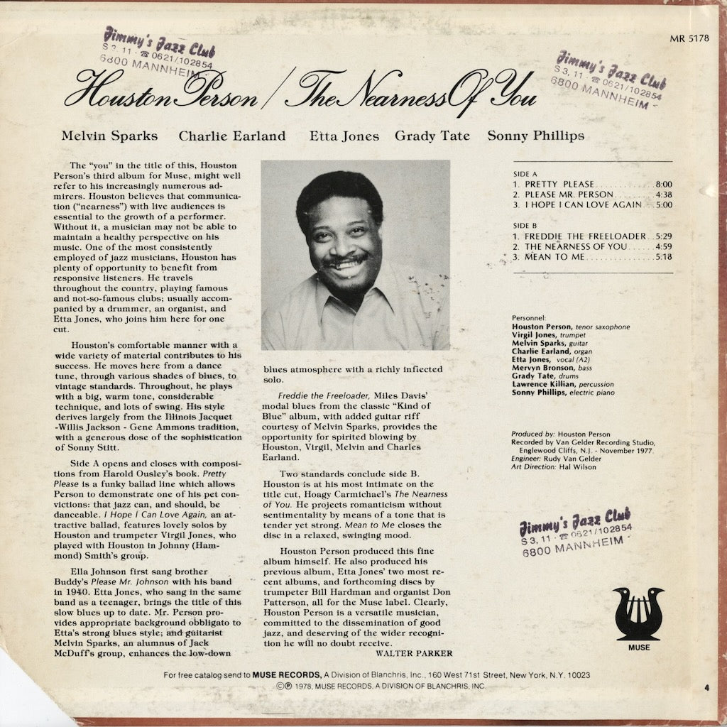 Houston Person – The Nearness Of You (MR 5178) LP 1978 US Muse | 中古LP