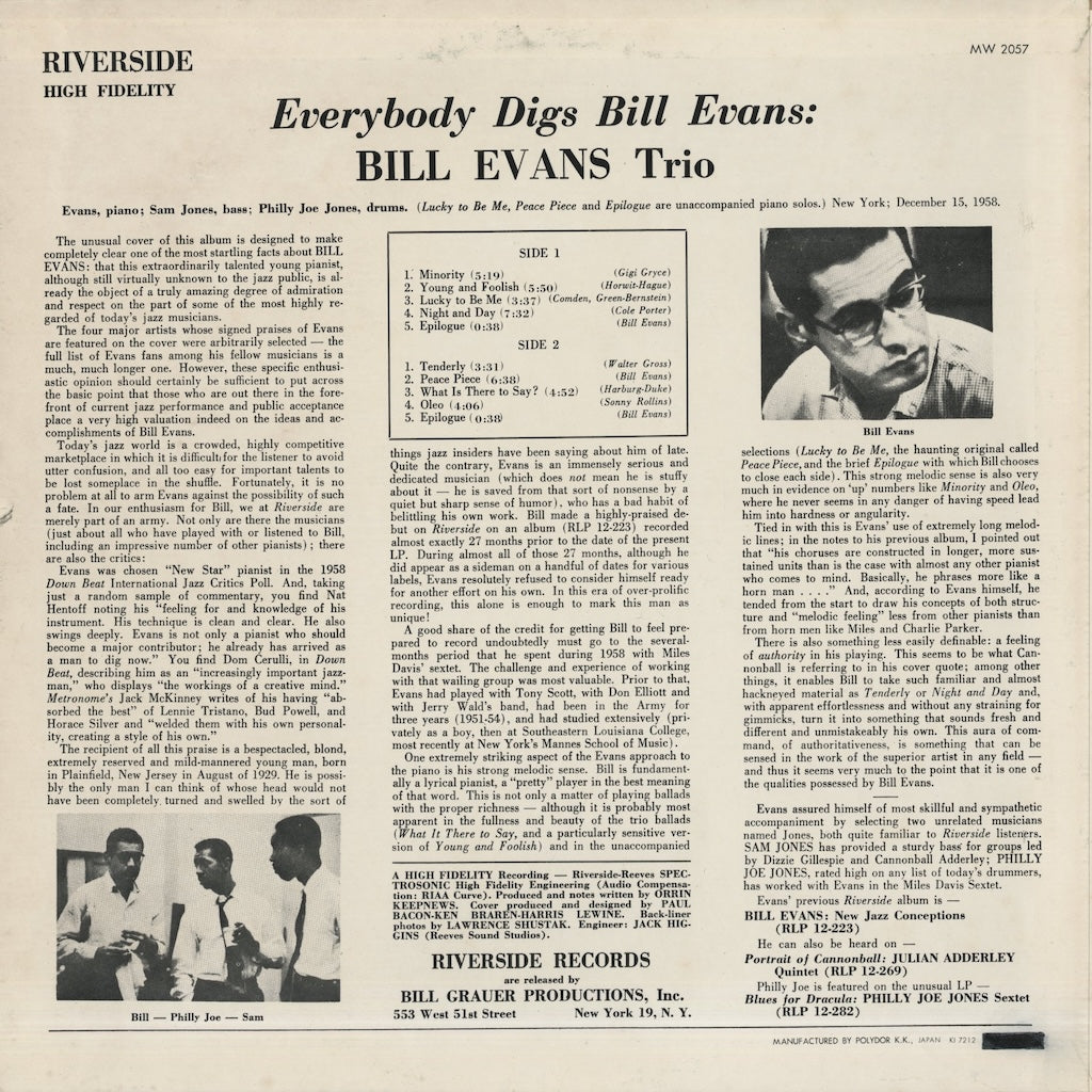 Bill Evans / ビル・エヴァンス / Everybody Digs Bill Evans (MW 2057)