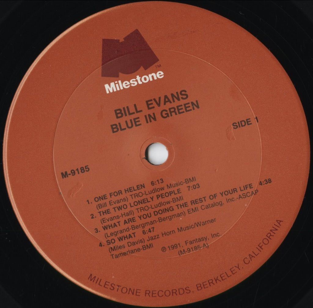 Bill Evans - Blue In Green (The Concert In Canada) (M-9185) 1991 US Milestone｜中古LP