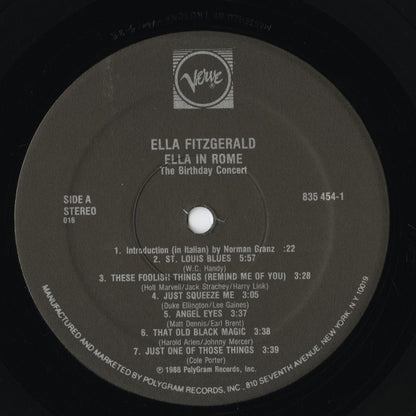 Ella Fitzgerald / エラ・フィッツジェラルド / Ella In Rome (The Birthday Concert) (835 454-2)