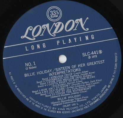 Billie Holiday - Sixteen Of Her Greatest Interpretations (SLC-441M) LP 1974 JPN London｜中古LP