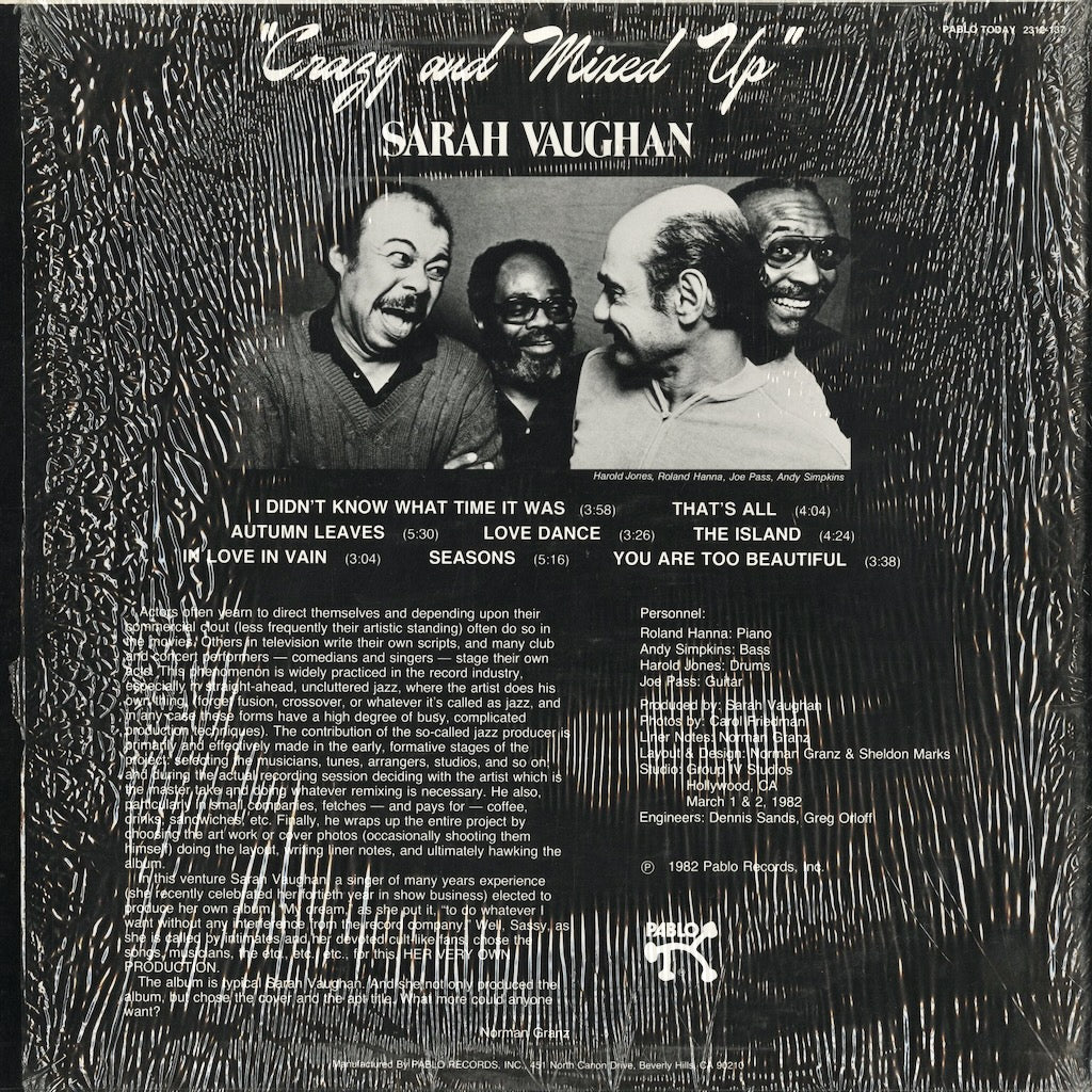 Sarah Vaughan - Crazy And Mixed Up (2312-137) LP 1982 US Pablo｜中古LP