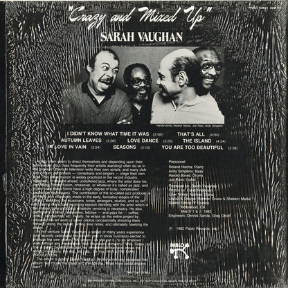 Sarah Vaughan - Crazy And Mixed Up (2312-137) LP 1982 US Pablo｜中古LP