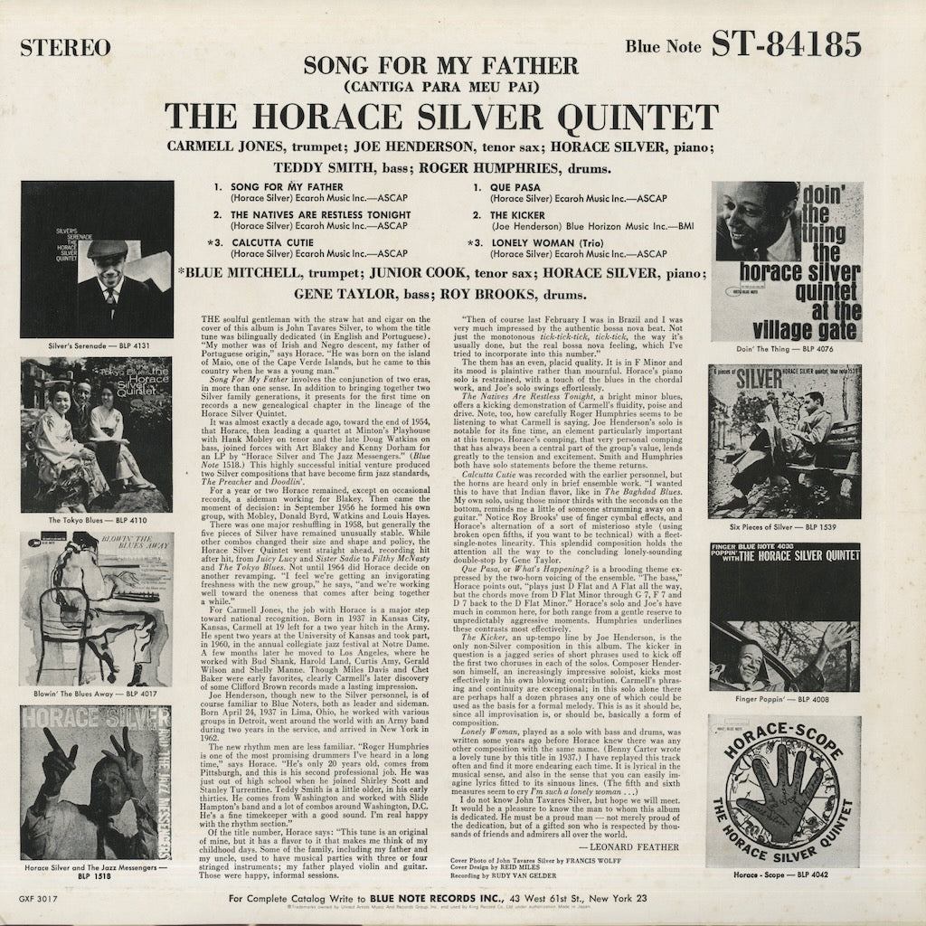 Horace Silver / ホレス・シルヴァー / Song For My Father (GXF-3017)