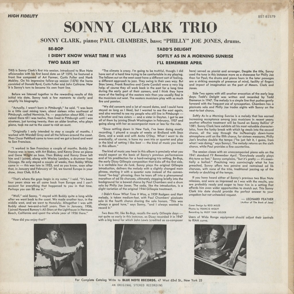 Sonny Clark - Sonny Clark Trio (BST 81579) 1972 US Blue Note｜中古LP