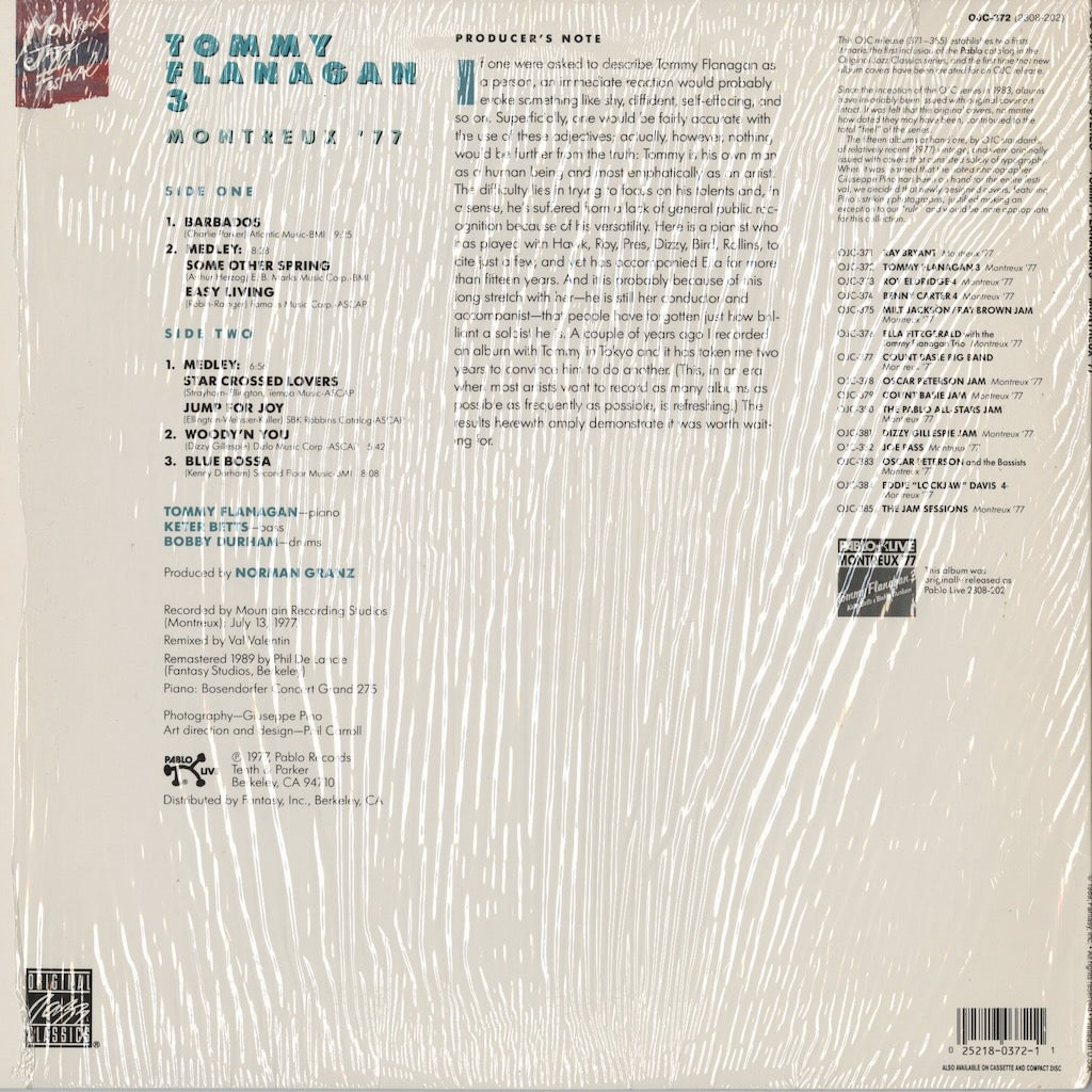 Tommy Flanagan - Montreux '77 (OJC-372) 1989 US Pablo / OJC｜中古LP