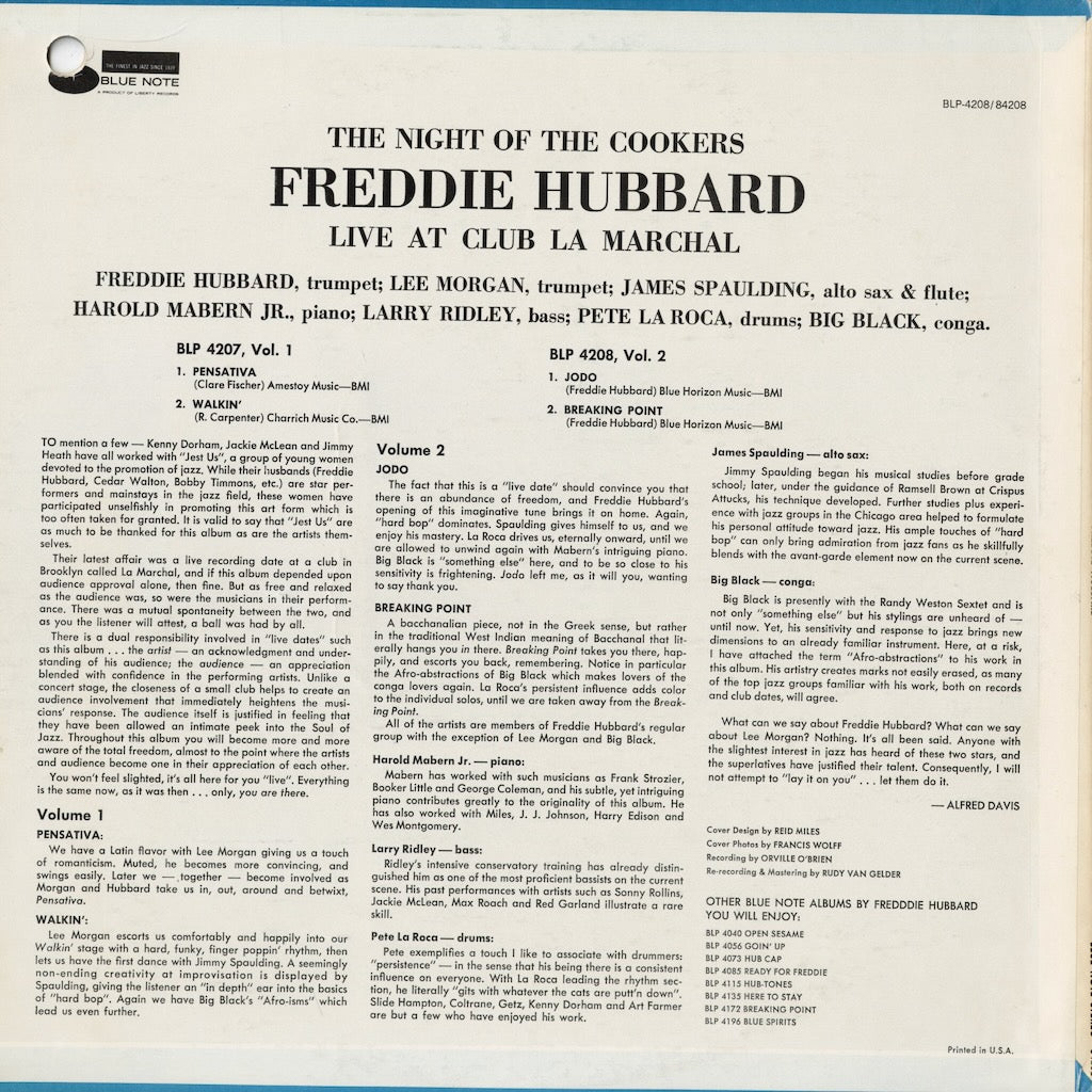 Freddie Hubbard - The Night Of The Cookers Volume 2 (BST-84208) 1977 US Blue Note｜中古LP