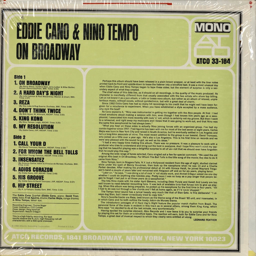 Eddie Cano & Nino Tempo / エディ・カノ　ニノ・テンポ / On Broadway (33-184) MONO