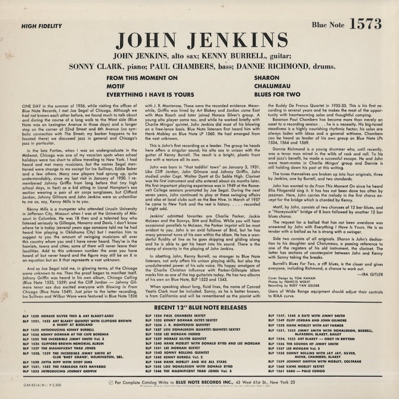 John Jenkins / ジョン・ジェンキンス / John Jenkins With Kenny Burrell (GXK-8214)