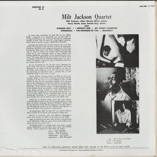 Milt Jackson - Milt Jackson Quartet (OJC-001) LP 1990 US Prestige｜中古LP