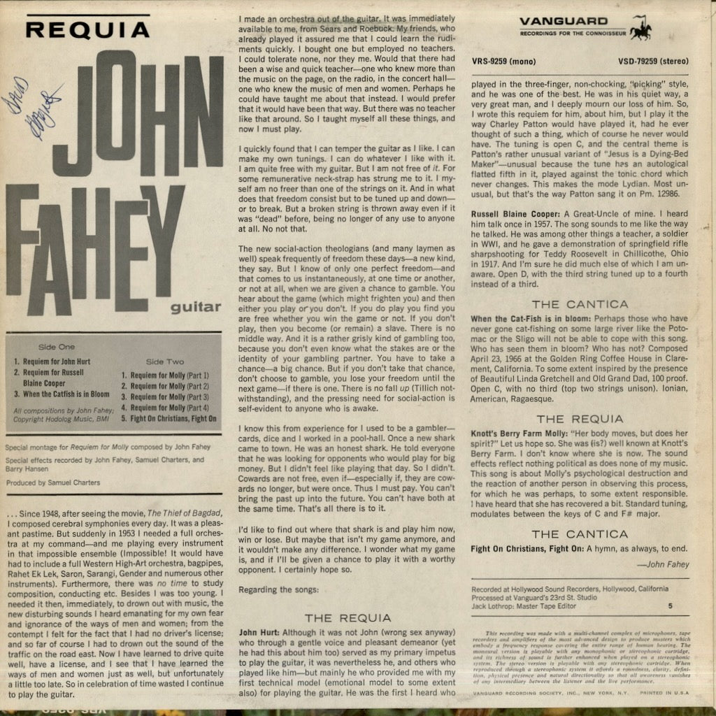 John Fahey / ジョン・フェイヒー / Requia (VSD-79259)