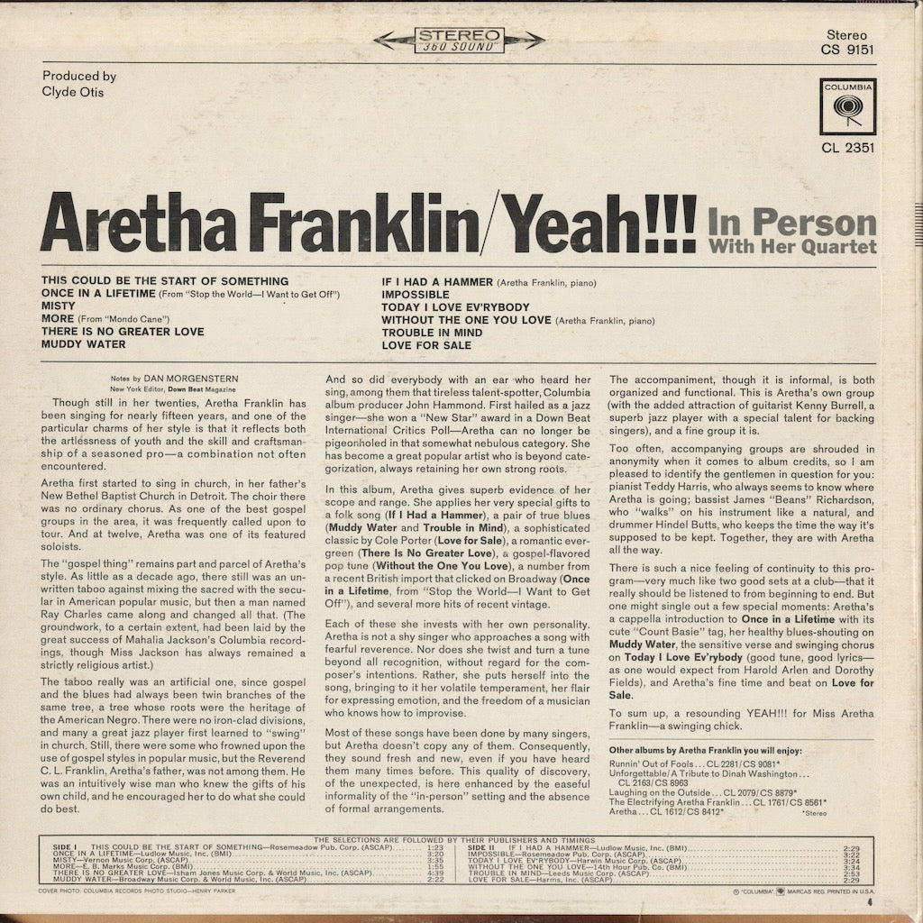 Aretha Franklin / アレサ・フランクリン / Yeah!!! (CS 9151)