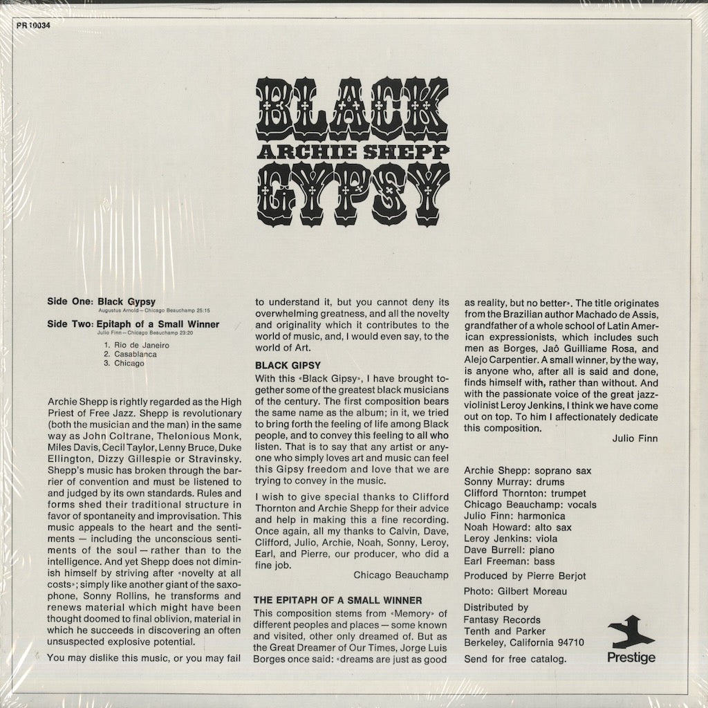 Archie Shepp / アーチー・シェップ / Black Gypsy (PRST 10034)