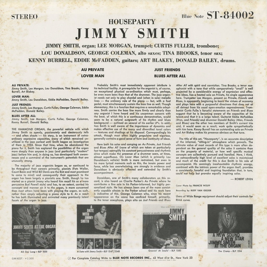 Jimmy Smith / ジミー・スミス / House Party (GXK 8227)