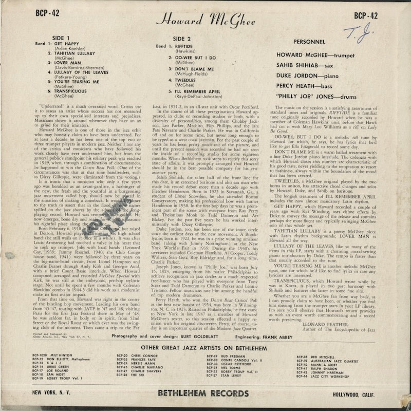 Howard McGhee / ハワード・マギー / The Return Of Howard McGhee (BCP-42)