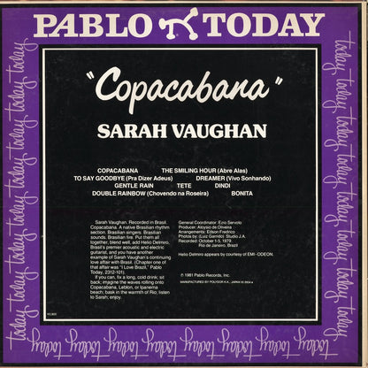 Sarah Vaughan - Copacabana (28MJ 3025) 1981 JPN Pablo Today｜中古LP