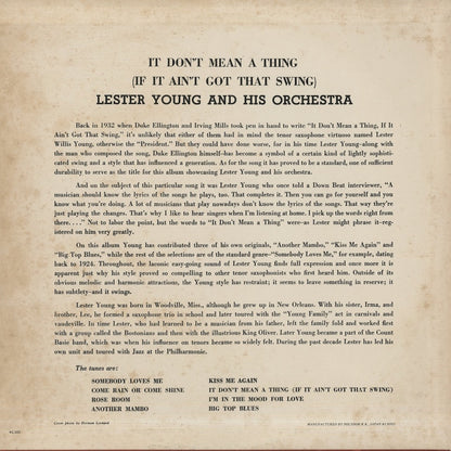 Lester Young  / レスター・ヤング / It Don't Mean A Thing (If It Ain't Got That Swing) (MV 2685)