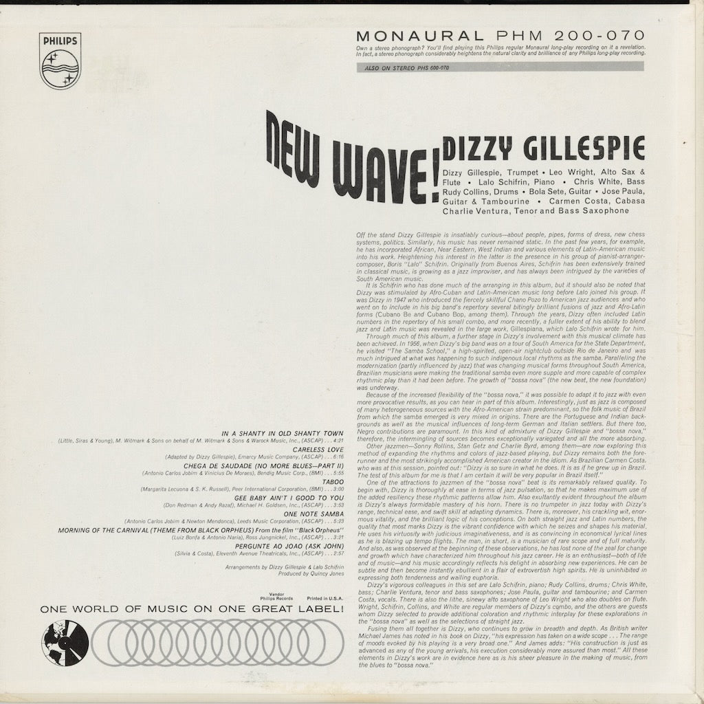 Dizzy Gillespie - New Wave! (PHM 200-070) 1963 US Philips｜中古LP