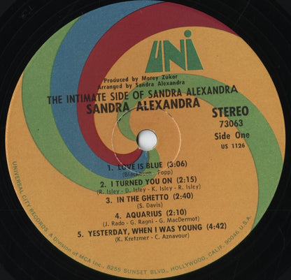 Sandra Alexandra - The Intimate Side Of Sandra Alexandra (73063) 1969 US UNI｜中古LP