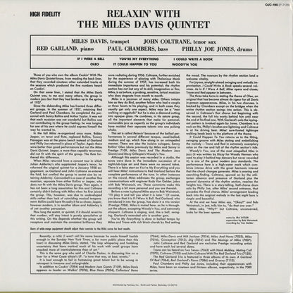 Miles Davis / マイルス・デイヴィス / Relaxin' (OJC-190)