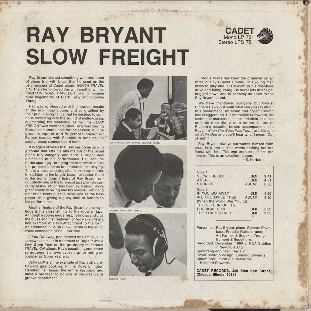 Ray Bryant - Slow Freight (LP-781) LP 1967 US Cadet モノラル盤｜中古LP