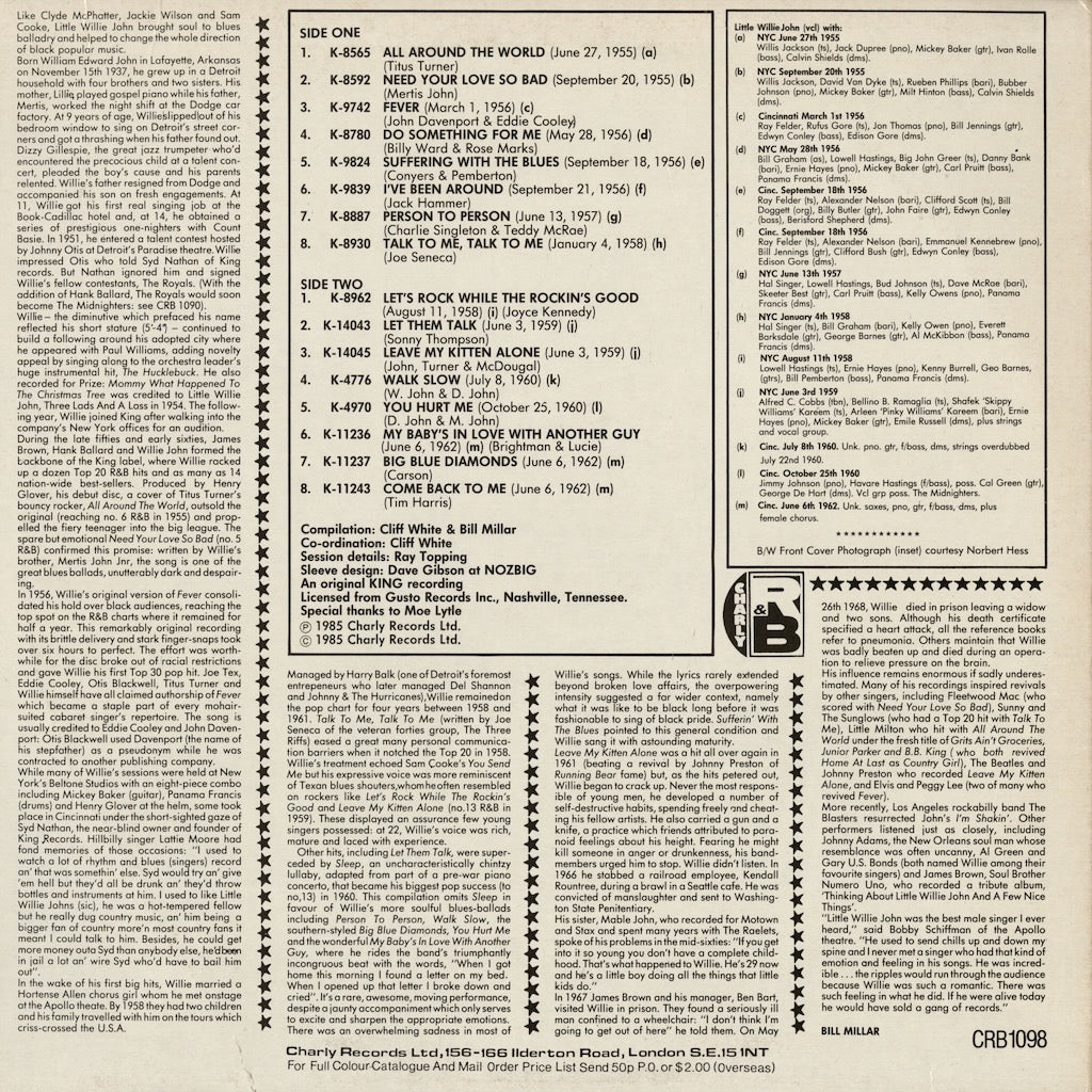 Little Willie John - Grits And Soul (CRB1098) 1985 UK Charly R&B｜中古LP