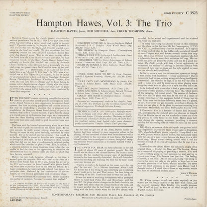 Hampton Hawes / ハンプトン・ホーズ / Everybody Likes Hampton Hawes, Vol. 3: The Trio (LAX-3043)