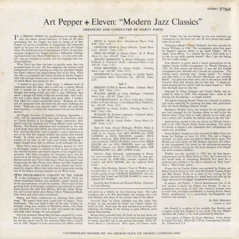 Art Pepper / アート・ペッパー / Art Pepper + Eleven (S7568)