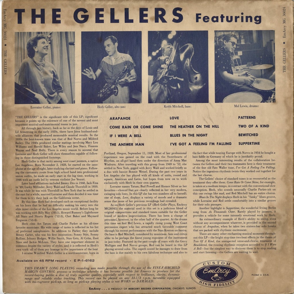 Herb Geller - The Gellers (MG-36024) 1955 US EmArcy｜中古LP