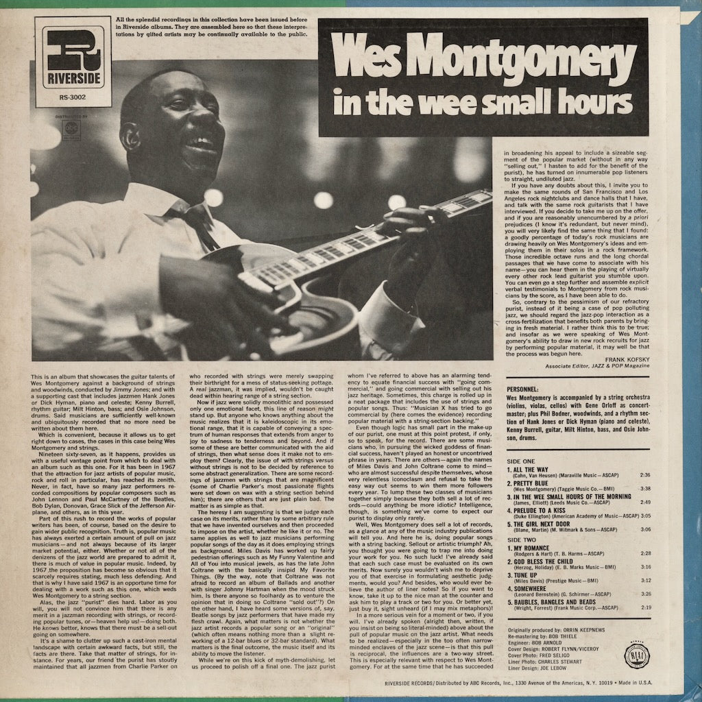 Wes Montgomery / ウェス・モンゴメリー / In The Wee Small Hours (RS 3002)
