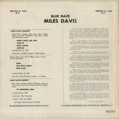 Miles Davis / マイルス・デイヴィス / Blue Haze (PRLP 7054)